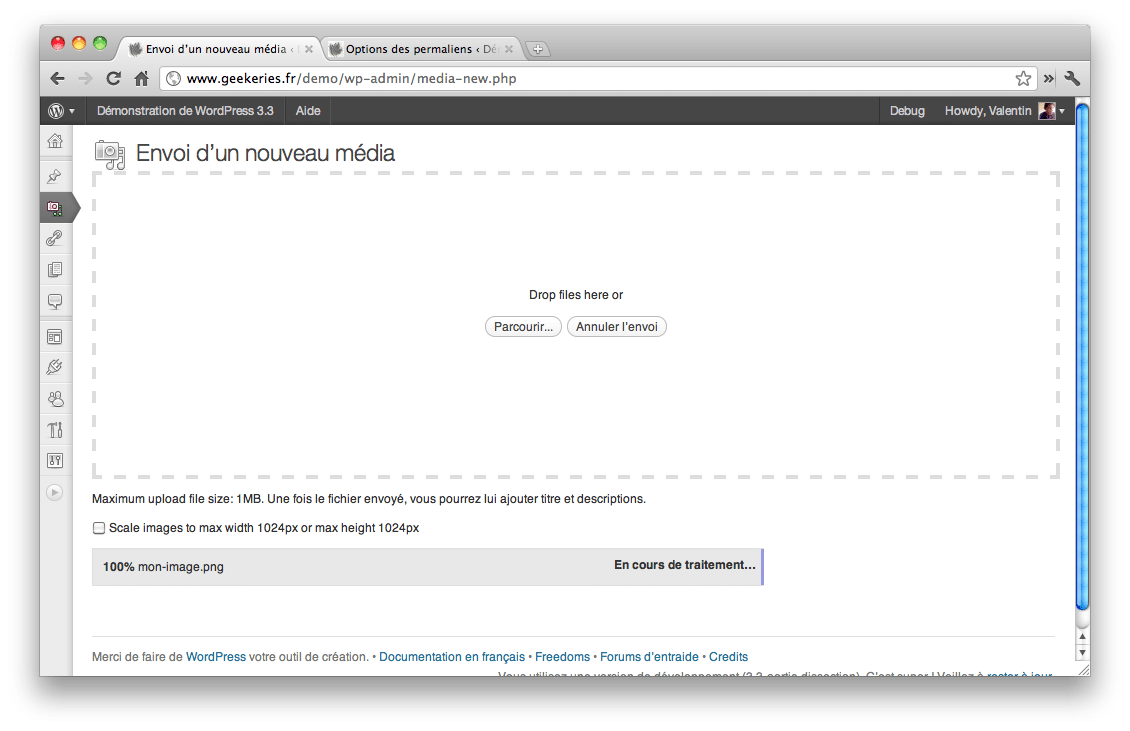 WordPress 3.3 Médias L'ajout de médias sous WordPress 3.3