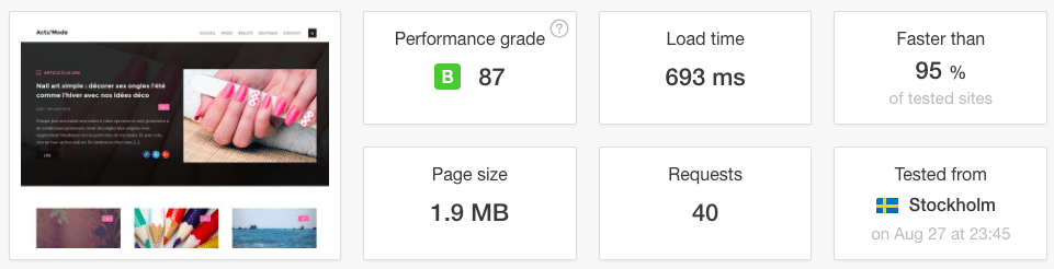 Pingdom Speed Test Avec WP ROCKET