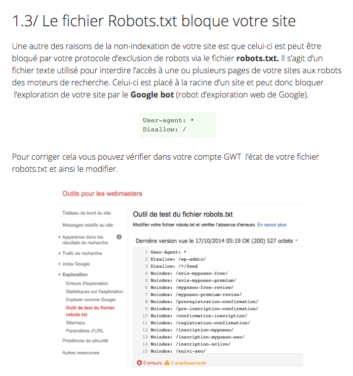 exemple d’un article avec les titres, mots-clés en gras et illustré par des images