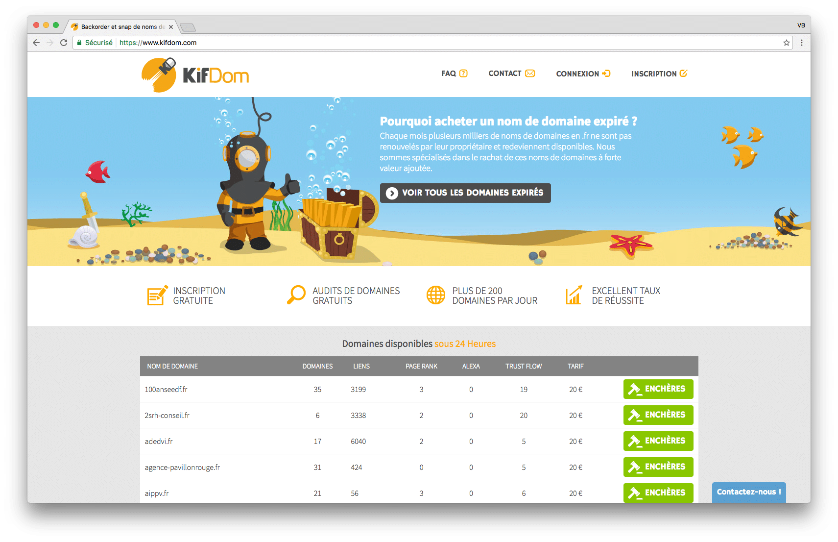 KifDom - Backorder et snap de noms de domaines expirés .fr