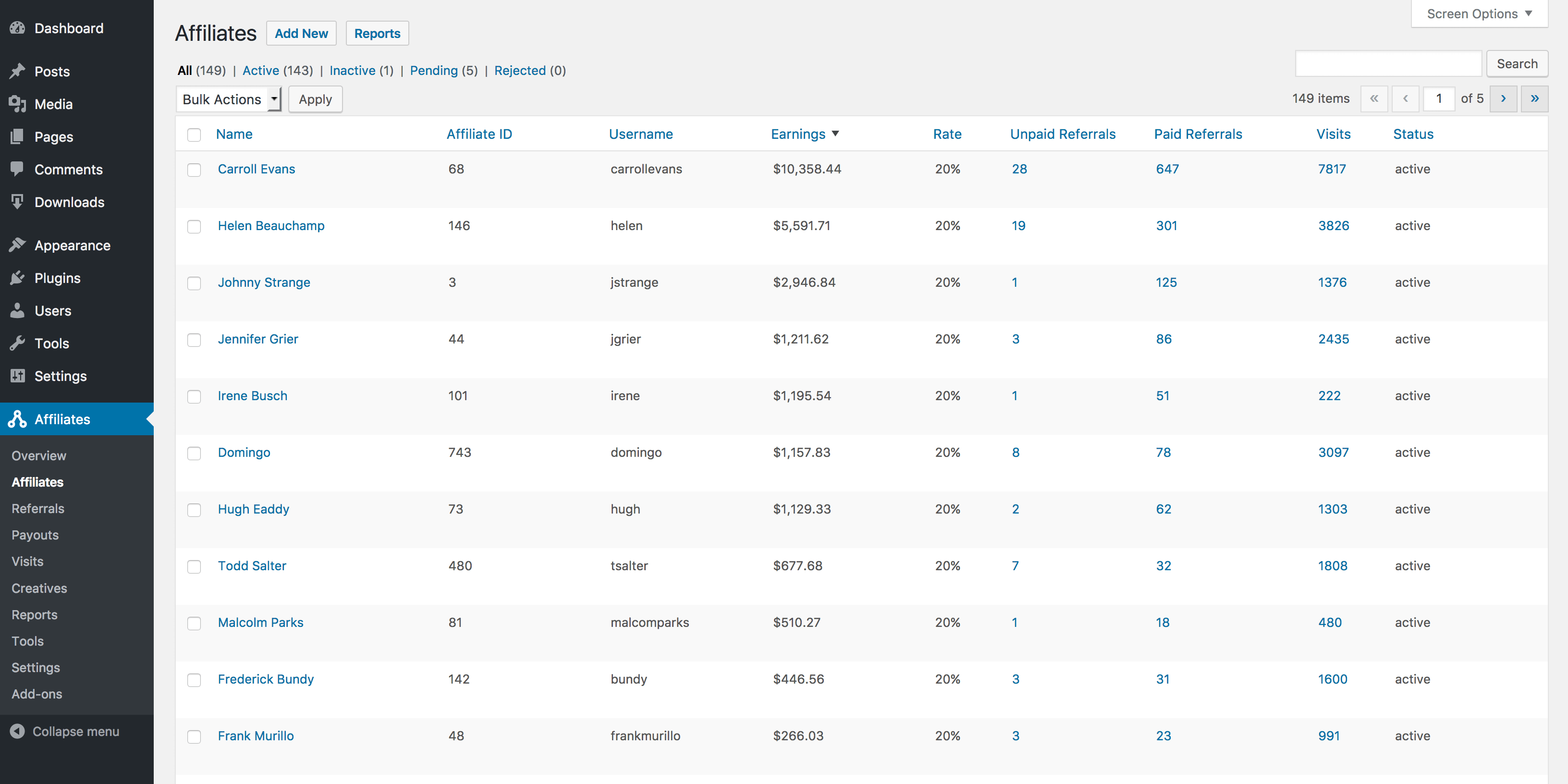 AffiliateWP WordPress - Affiliates